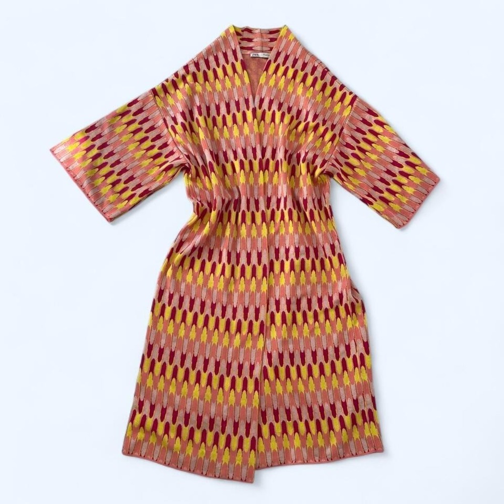 Jacquard knit multicolored kimono Size M by ZARA